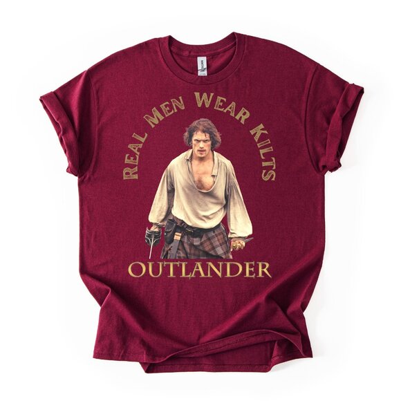 OUTLANDER Women's T-Shirt Jamie Fraser Kilt TV Show Book Series Fan Gift Tee - Picture 1 of 3